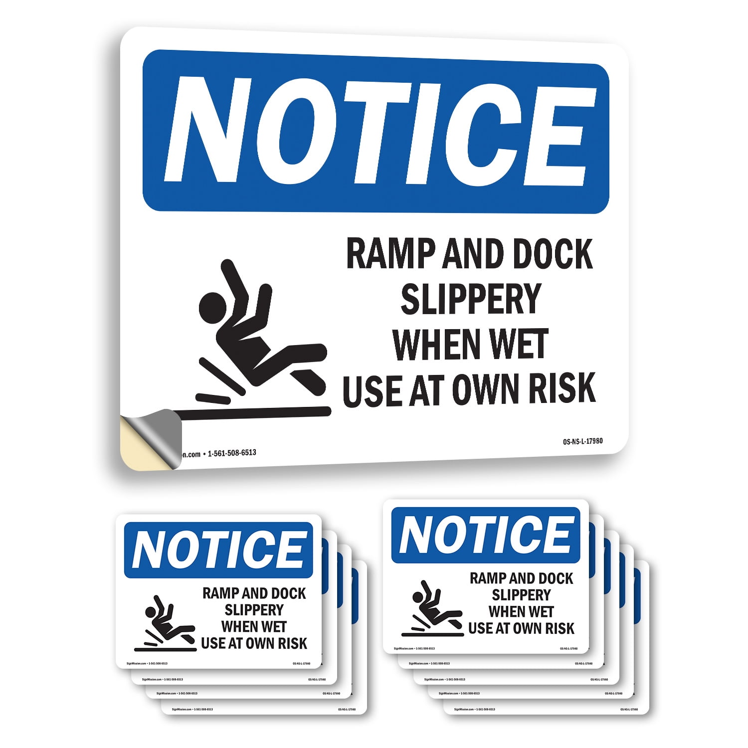 Ramp And Dock Slippery When With Symbol OSHA Notice Vinyl Decal Label ...