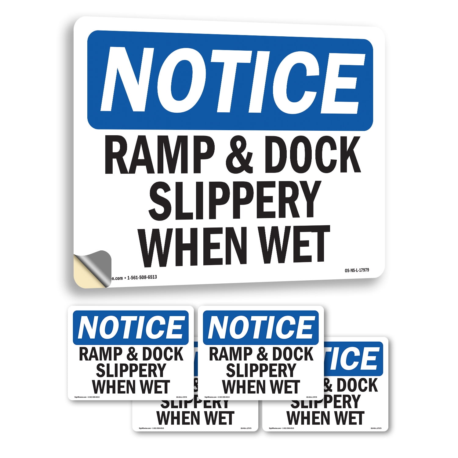 Ramp & Dock Slippery When Wet OSHA Notice Vinyl Decal Label 10 Inch x 7 ...