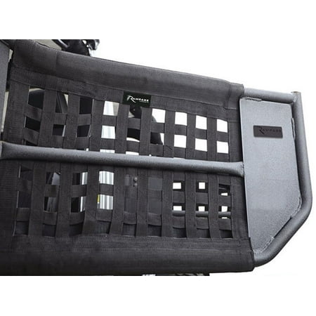 Rampage by RealTruck Trail Doors with Removable Mesh Net | 4-Piece Set, Steel, Black | 7684 | Compatible with 2007 - 2018 Jeep Wrangler JK Unlimited 4-Door