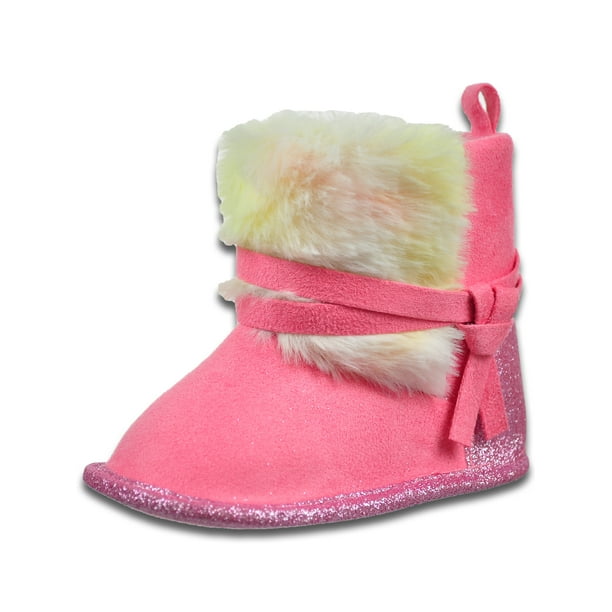 Rampage Baby Baby Girls Faux Fur Booties pink multi 6 9 months Newborn Walmart Business Supplies