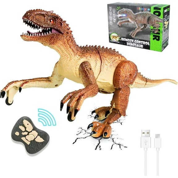 Rampage Dinosaur Remote Control Toy for Kids - Realistic Walking & Roaring Velociraptor