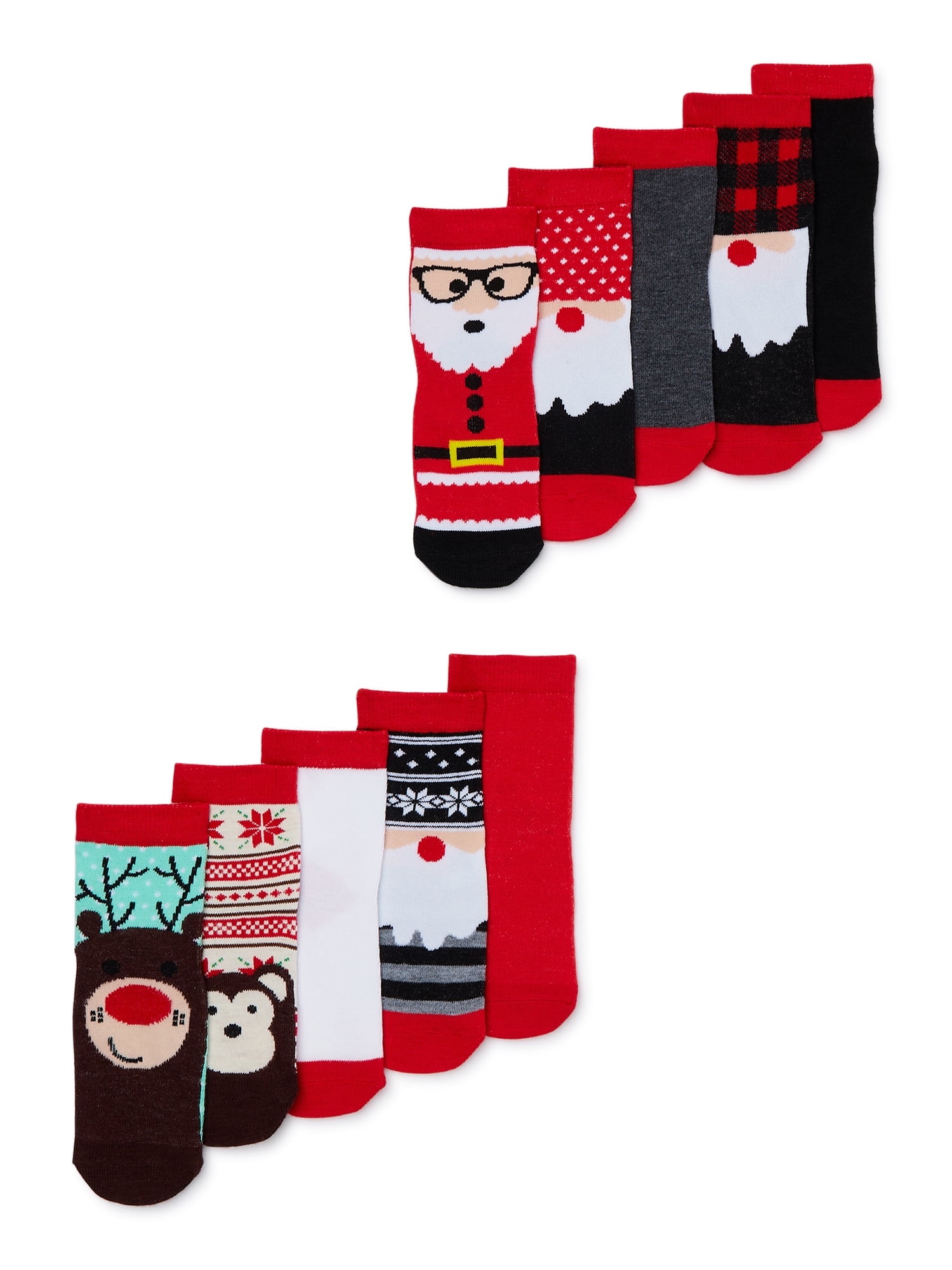 Rampage Girls Assorted Holiday Crew Socks, 10-Pack, Sizes 6/8-8/10 ...
