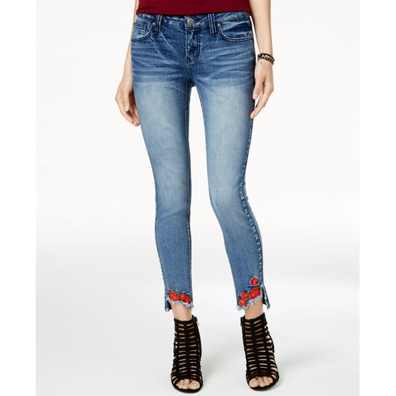 Rampage Juniors Asymmetrical Hem Rivington Wash Skinny Jeans Rivington 1