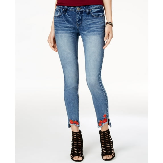 Rampage Juniors Asymmetrical Hem Rivington Wash Skinny Jeans Rivington 1