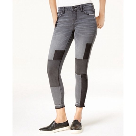 Rampage Juniors Patchwork Raw Hem Skinny Jeans Mount 7