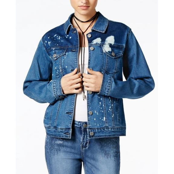 Rampage Juniors Splatter Printed Denim Jacket Emanthla M