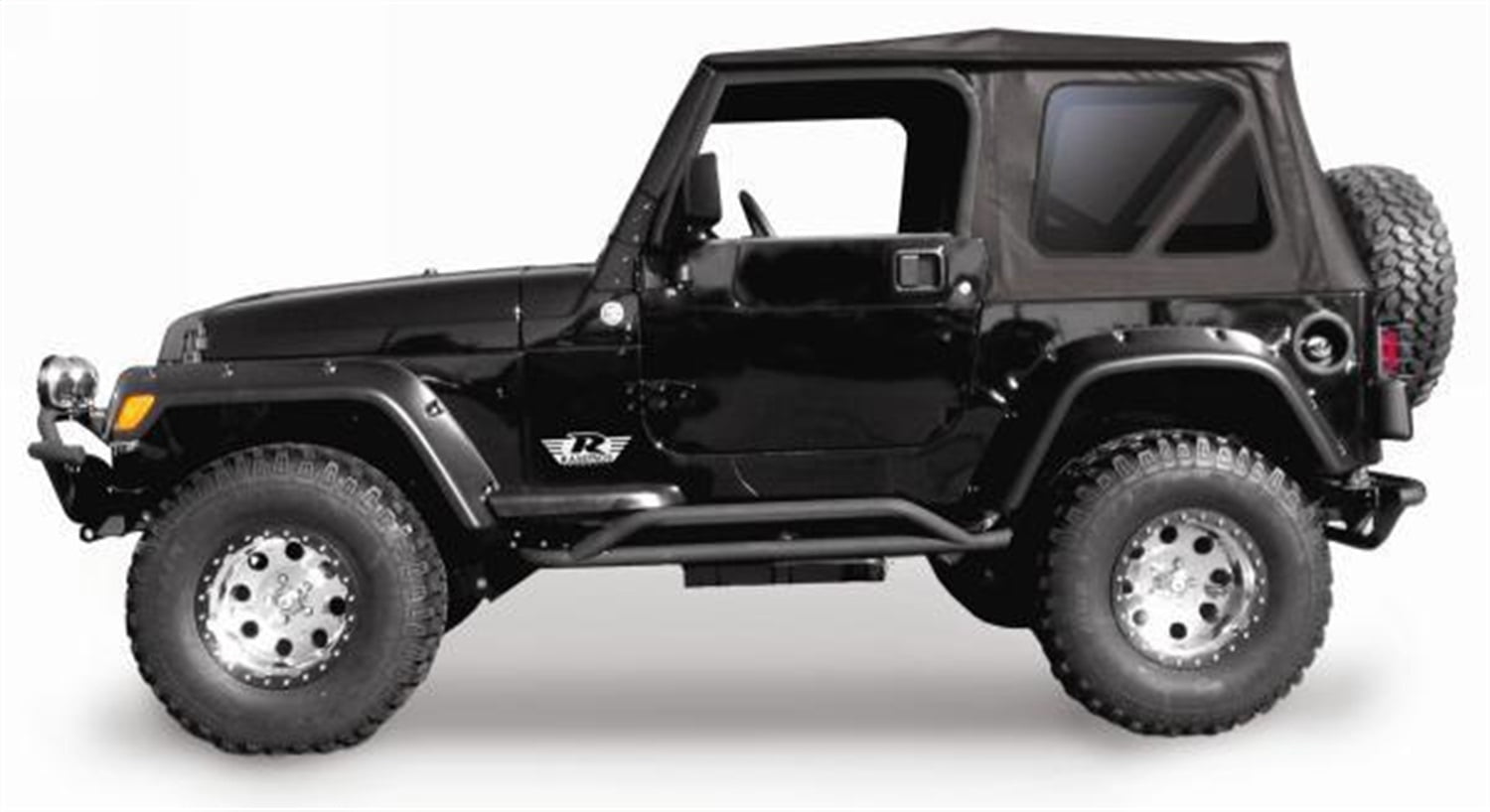 Sierra Offroad Soft Top for 1997 to 2006 Jeep Wrangler TJ - Black, Denim  Vinyl - 2 Door Jeep Soft Top with Rear Plastic Tinted Windows - Factory