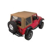 Rampage by RealTruck Complete Soft Top | Vinyl, Spice Denim with Tinted Windows, includes Frame & Hardware | 68817 | Compatible with 1997 - 2006 Jeep Wrangler TJ, with Full Steel Doors