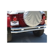 Rampage by RealTruck Rear Double Tube Bumper for Jeep Wrangler/CJ | Reciever Hitch, Stainless Steel, Polished | 8448 | Compatible with 1976 - 2006 Jeep CJ, Wrangler YJ & TJ