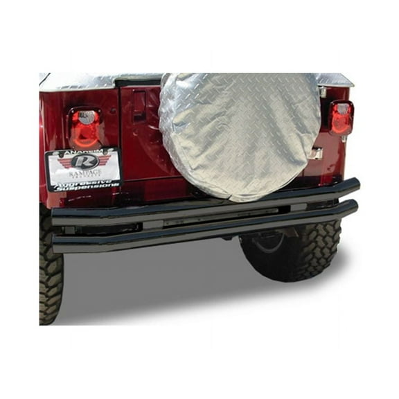 Rampage by RealTruck Rear Double Tube Bumper for Jeep Wrangler JL | Steel, Black | 8822 | Compatible with 2018 - 2024 Jeep Wrangler JL Unlimited 4-Door