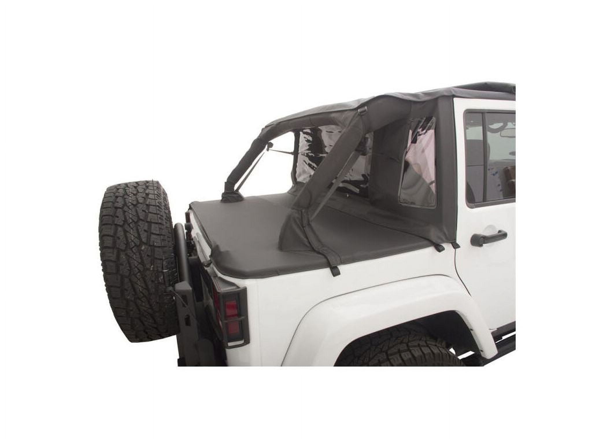 Rampage by RealTruck TrailView Soft Top with Tonneau Style Rear Cover | Sail Cloth, Black Diamond Color | 990135 | Compatible with 2007 - 2018 Jeep Wrangler JK Unlimited 4-Door