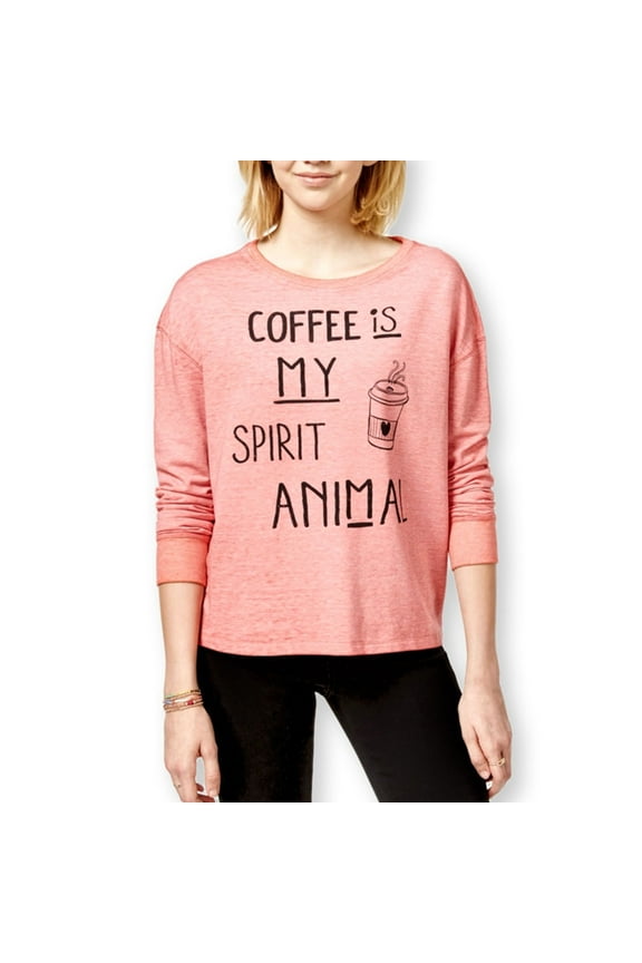 Womens Coffee Spirit Sweatshirt, Pink, Juniors, X-Small