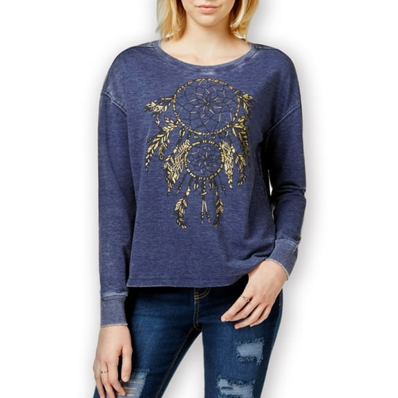 Rampage Womens Dreamcatcher Sweatshirt, Blue, Juniors, Small