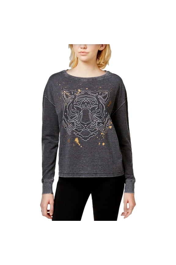 Womens Leopard Graphic T-Shirt, Black, Juniors, Small