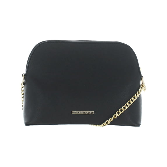 Rampage Womens Saffiaono Dome Faux Leather Pouch Crossbody Handbag Black Small