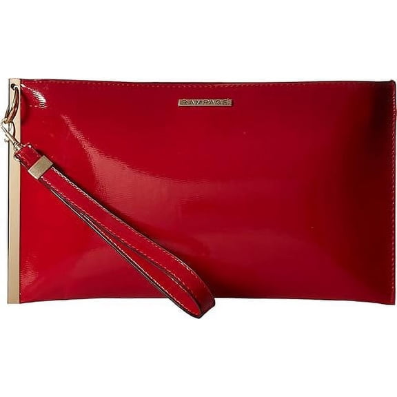 Rampage Wristlet Clutch with Bar Detailing--Red