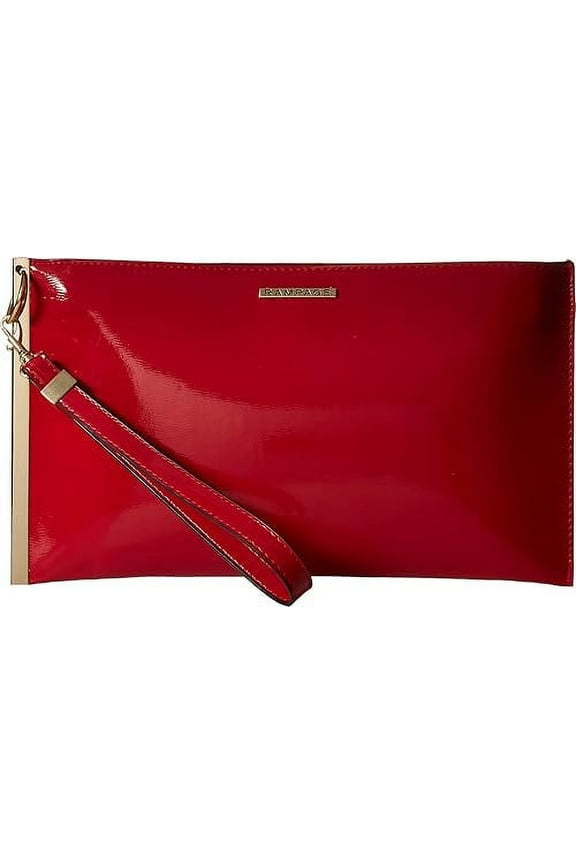 Wristlet Clutch with Bar Detailing--Red