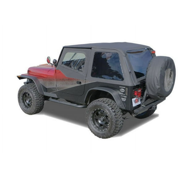 Rampage by RealTruck Frameless Trail Top | Vinyl, Black Diamond Color with Tinted Windows | 109435 | Compatible with 1992 - 1995 Jeep Wrangler YJ