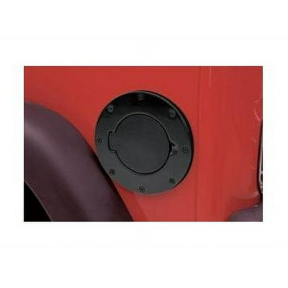 Rampage by RealTruck Fuel Door for Jeep Wrangler TJ | Black, Aluminum | 75006 | Compatible with 1997 - 2006 Jeep Wrangler TJ