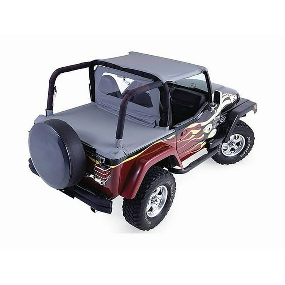Rampage by RealTruck Tonneau Cover | Vinyl, Black Diamond Color | 761035 | Compatible with 1997 - 2006 Jeep Wrangler TJ