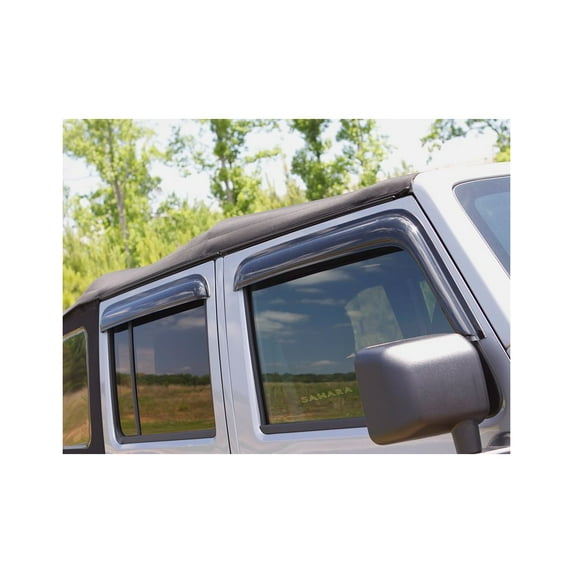Rampage by RealTruck Ventvisor | 4-Piece Set, Smoke Color | 6817 | Compatible with 2007 - 2018 Jeep Wrangler Unlimited 4-Door