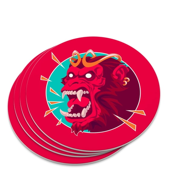 Rampaging Red Chimpanzee Ape Monkey King Novelty Coaster Set