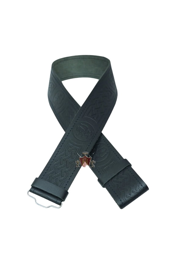 Rampart lion Belt with Scottish Celtic Embossed real leather belt