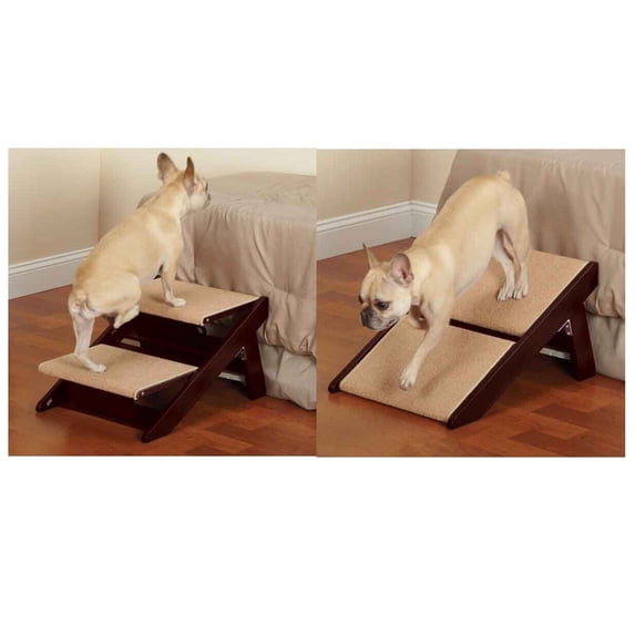 Ramps and Steps for Aging Dogs That Need Assistance - Pets with Limited Mobility (Deluxe Mahogany 2 Steps)