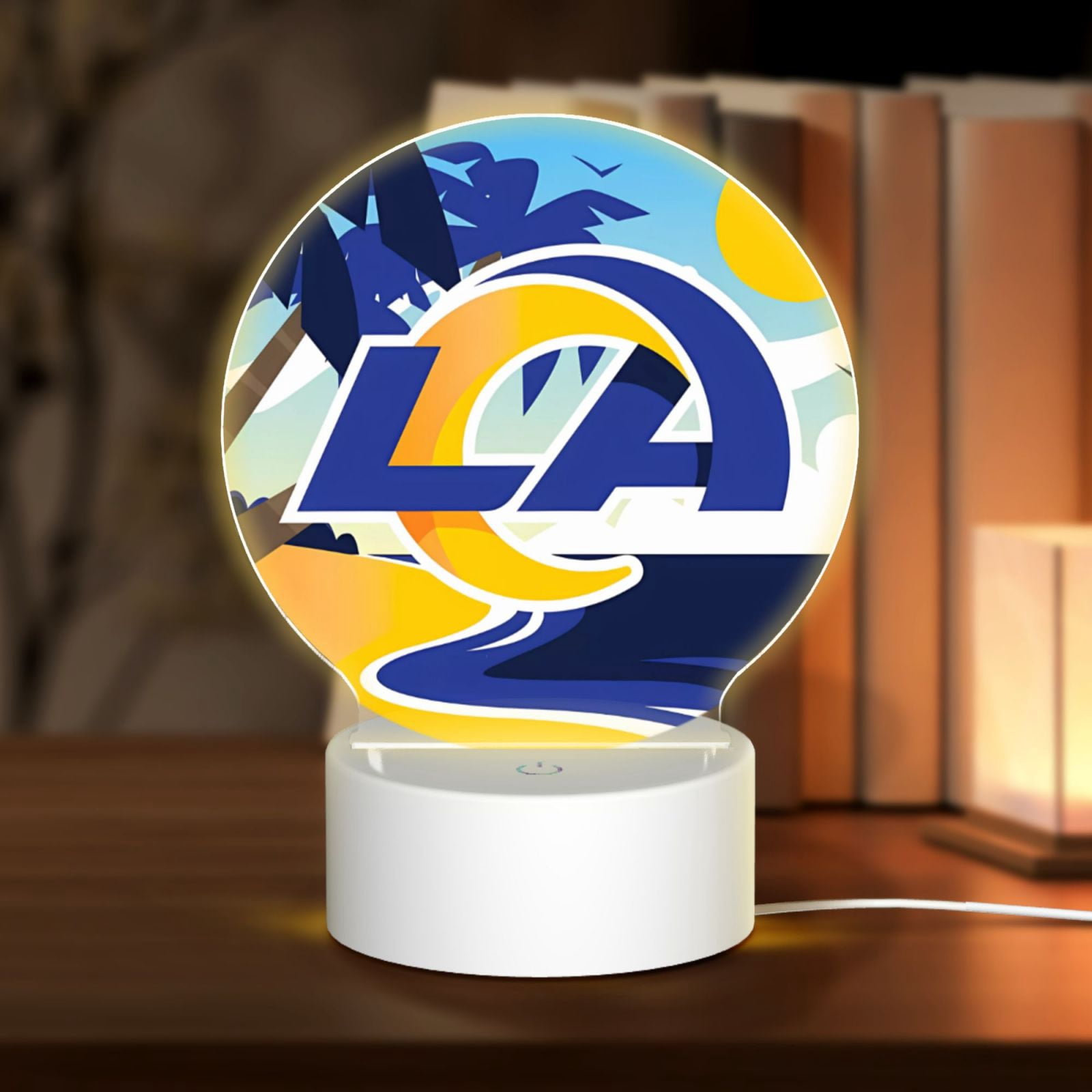 Rams Football Team Round Acrylic Night Light Plug-in USB, Dimmable ...