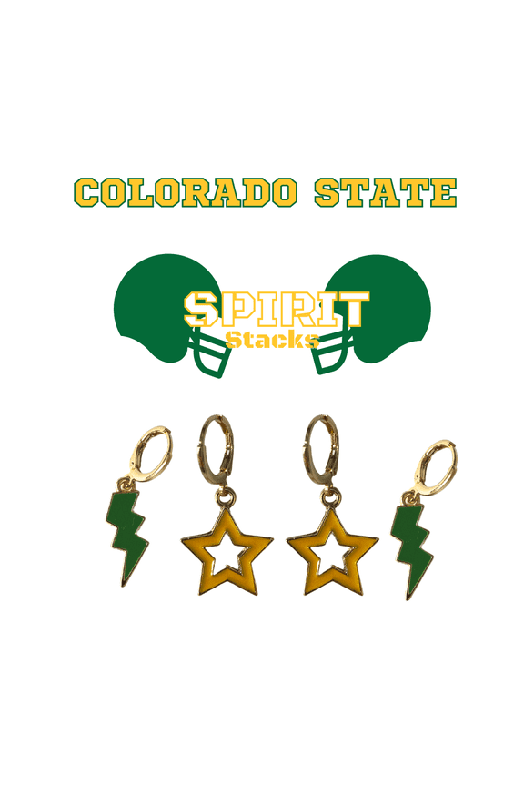 Rams Spirit Stack green mini enamel bolts and golden yellow statement open starboys