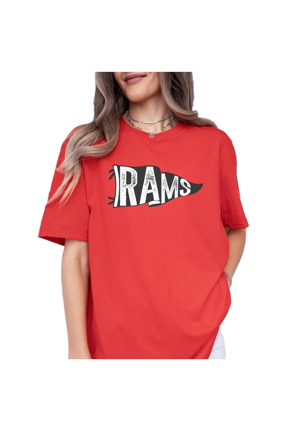Rams Unisex Sports Team Shirt Rams Mascot Game Day T-Shirt Red Shirt Adult Medium
