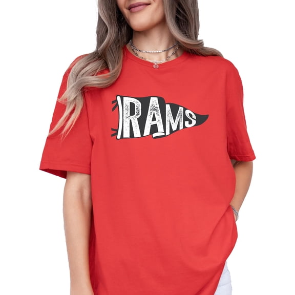 Rams Unisex Sports Team Shirt Rams Mascot Game Day T-Shirt Red Shirt Adult Small