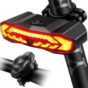 Ramsay's Expression LED USB Rechargeable Bike Tail Light Set, 5-in-1 Bicycle Alarm, with Turn Signals Brake Light, Black
