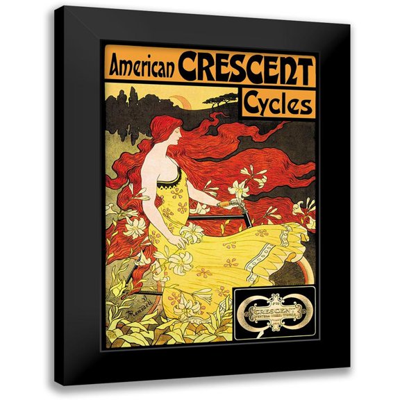 Ramsdell, Fred 13x18 Black Modern Framed Museum Art Print Titled - American Crescent Cycles, 1901