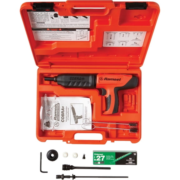 ITW Brands Ramset Cobra+ Powder Actuated Tool - Adjustable, Auto Load Advance - Orange