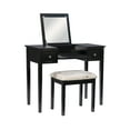 thumbnail image 1 of Ramsey Black Flip-Top Mirror Vanity and Butterfly Upholstered Stool Set, 1 of 16