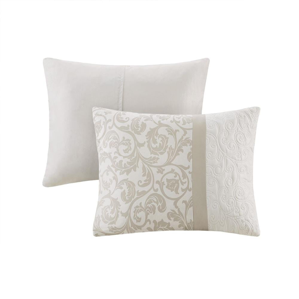 Ramsey Embroidered Beige Microfiber 8 Piece Comforter Set