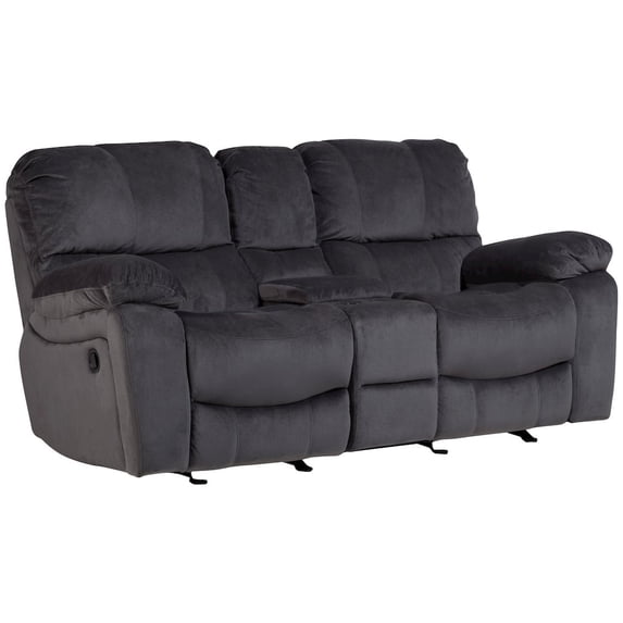 Ramsey Transitional Reclining Gliding Console Loveseat - Steel Blue