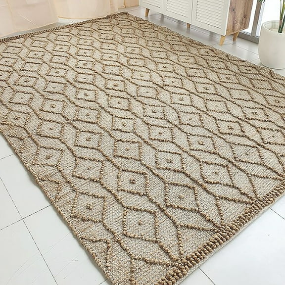 Ramsha Handmade Natural Jute & Cotton Woven Rug - SR 004