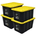 thumbnail image 1 of Ramtuff 4 Pack Heavy Duty Stackable Storage Container, Snap-Tight Lid, 27 Gallon, Black, 1 of 8