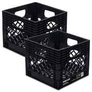Ramtuff Milk Crate Storage Organizer, 250 lb Capacity, Black, 2 Pack