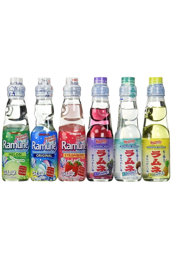 Ramune Japanese Soft Drink Mix Variety 6 Flavors 6 Bottles