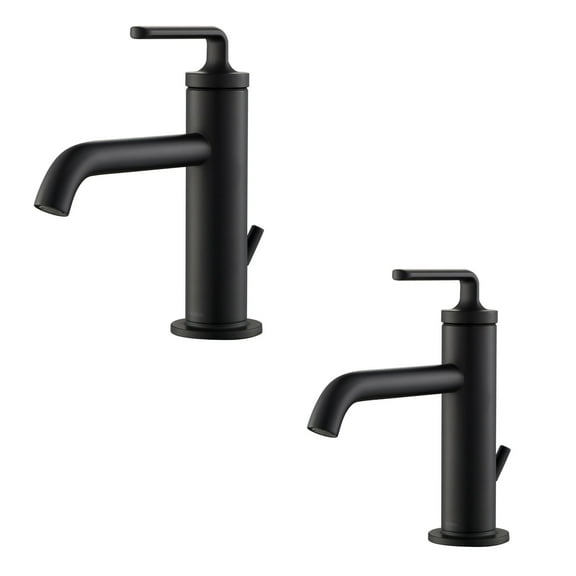 Ramus™ Single Handle Bathroom Sink Faucet with Lift Rod Drain in Matte Black (2-Pack)