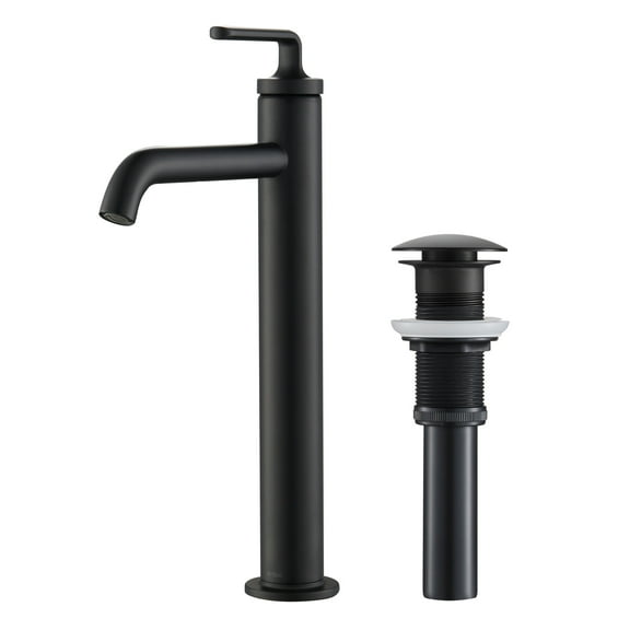 Ramus™ Single Handle Vessel Bathroom Sink Faucet with Pop-Up Drain in Matte Black