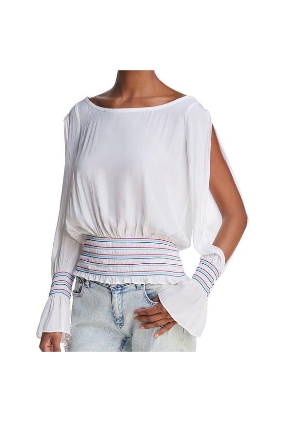 Womens Slit Sleeve Pullover Blouse, White, X-Small