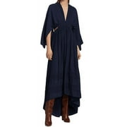 Ramy Brook SPRING NAVY Women's Neena Long Sleeve High-Low Maxi Dress, US Large