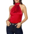 thumbnail image 1 of Ramy Brook Women's Lori Stretch Silk Halter Top Red Size Medium, 1 of 2