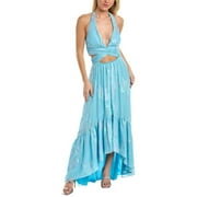 Ramy Brook Womens Anabelle Silk-Blend Maxi Dress, 10, Blue