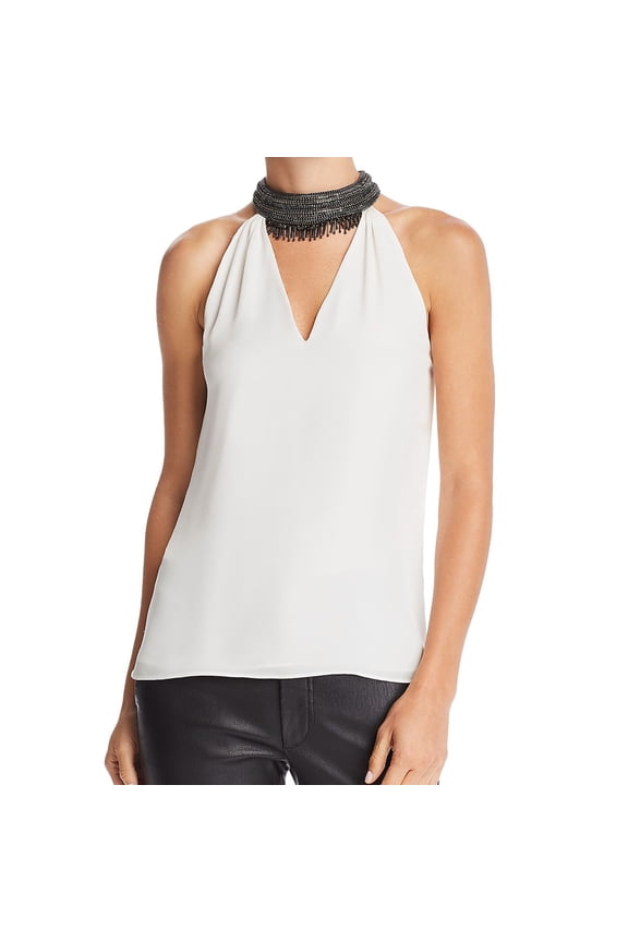 Womens Raelyn Halter Blouse Top, White, Small