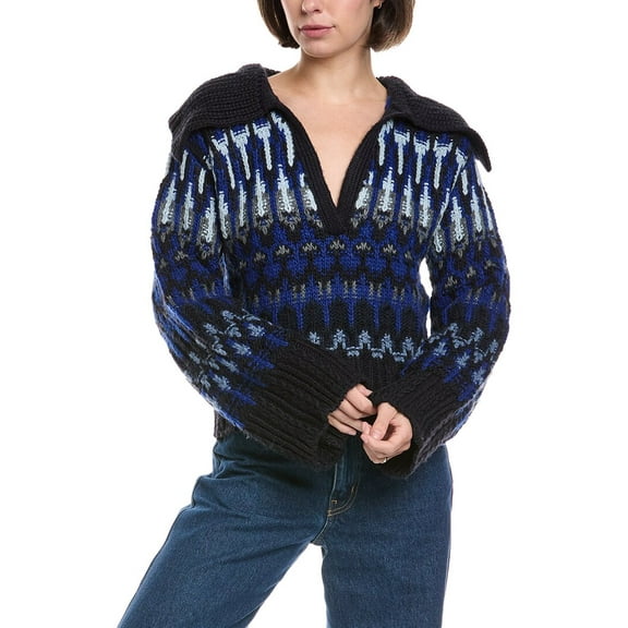 Ramy Brook womens  Augustus Wool-Blend Sweater, m, Blue